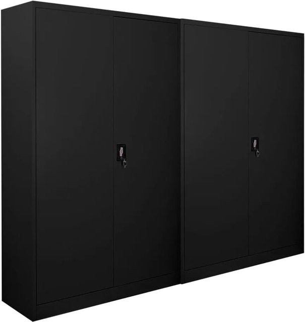 PROREGAL ELEPHANT Flügeltürenschrank aus Stahl mit 2 Türen und Schloss, Schwarz, H x B x T: 180 x 120 x 40 cm - Bild 1