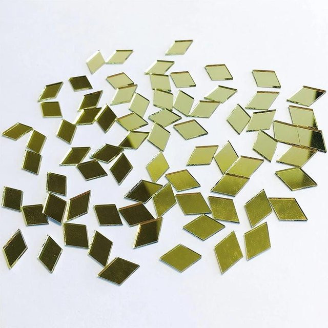Spiegel Mosaik Fliesen Aufkleber in Rhombus Form für DIY Bastelarbeiten und Wanddekoration, Gold, 200 Stück, B: 10 mm, T: 20 mm - Bild 1