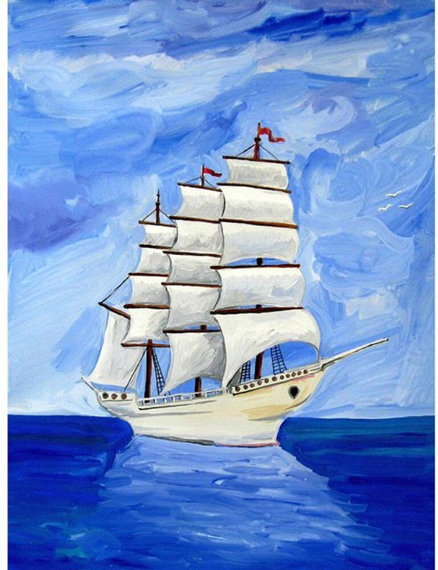 FIYO Diamond Painting DIY 5D Set mit maritimem Meereslandschaft Motiv in Blau, B/H: 20 x 30 cm - Bild 1