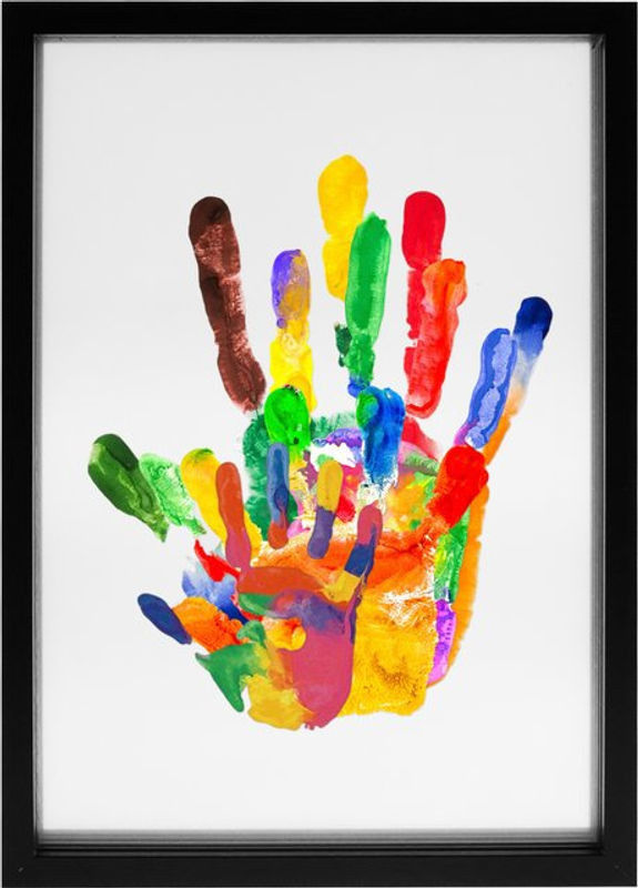 Transparentes Familien-Handabdruck-Set als DIY-Andenken für Neugeborene mit Holzrahmen, 6-Farben-Stift, Radiergummi und Pinsel in Multicolor und Weiß - Bild 1