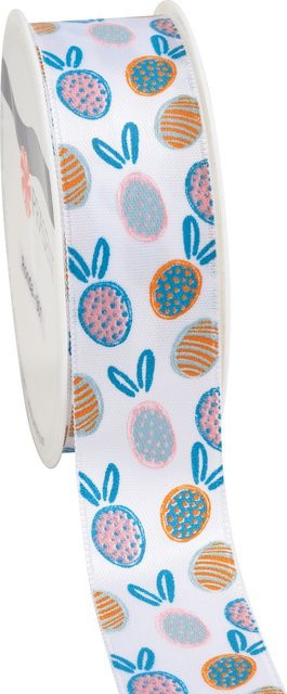 Satinband Osterhase in Weiß aus Polyester für deine Ostern-Präsentgestaltung - Bild 1