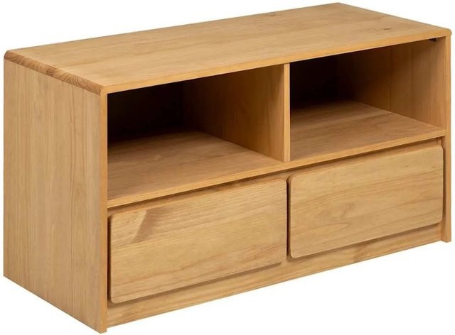 vidaXL TV-Schrank SAUDA aus Massivholz Kiefer in Eiche-Optik Braun, B/T/H: 99 x 43 x 55 cm - Bild 1