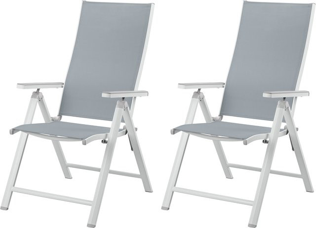 LIVARNO HOME Alu-Klappsessel Houston, 2er-Set, weiß, Textilene, UV-beständig - Bild 1