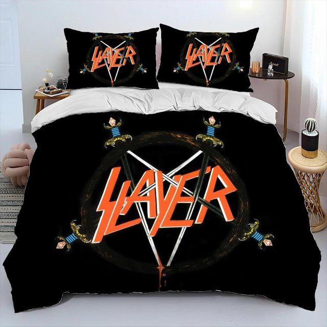 Slayer Heavy Metal Band Bettwäsche-Set mit Bettbezug und Kissenbezug, Schwarz, B/H: 150 x 200 cm - Bild 1