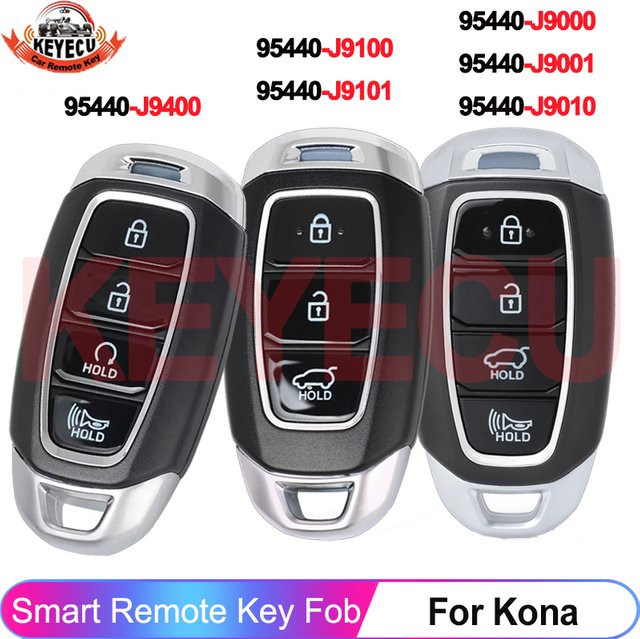 Keyecu Keyless Go Fernbedienungsschlüssel für Hyundai Kona 2018 bis 2023 in Schwarz (95440-J9101, 95440-J9400, 95440-J9100, 95440-J9000, 95440-J9001) - Bild 1
