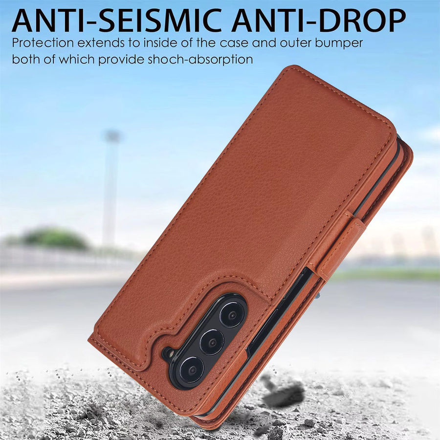 CHAOYIDIAN Leder-Brieftaschenhülle für Samsung Galaxy Z Fold mit Kartenfach und S Pen-Halterung in Schwarz oder Braun - Bild 5