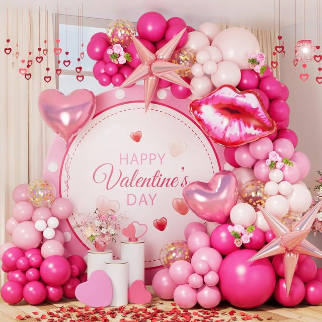 YAYB Ballon-Girlanden-Set mit 130 Stück in Rot und Rosa für Hochzeit, Geburtstag, Valentinstag oder Baby Shower - Bild 1