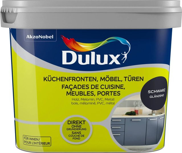 Dulux Fresh Up Lack für Küchen, Möbel und Türen, Glänzend Schwarz, 0,75 l - Bild 1