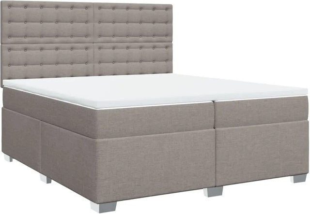 vidaXL Boxspringbett Hybrid mit Matratze und Taschenfederkern, Farbe Taupe, B/T: 200 x 200 cm - Bild 1
