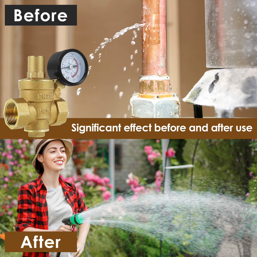 Einstellbarer Wasserdruckminderer aus Messing in Gold, DN20 3/4 Zoll und DN15 1/2 Zoll - Bild 5