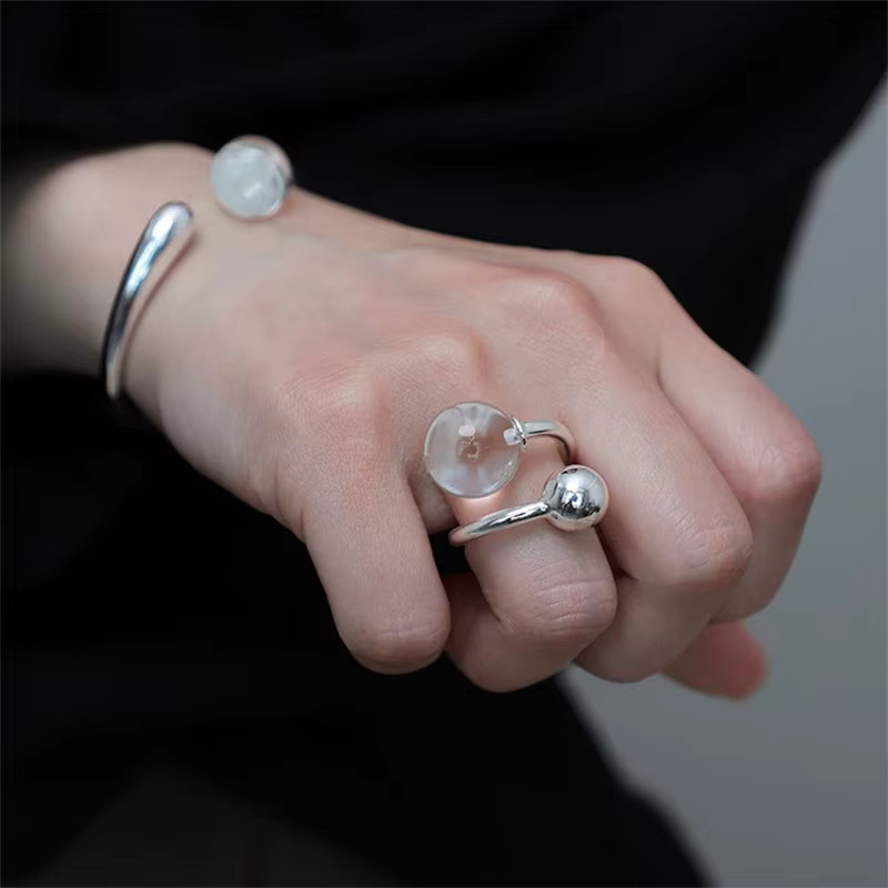 XIYANIKE Ring, weiße Kristallperlen, verstellbar, Damen - Bild 2