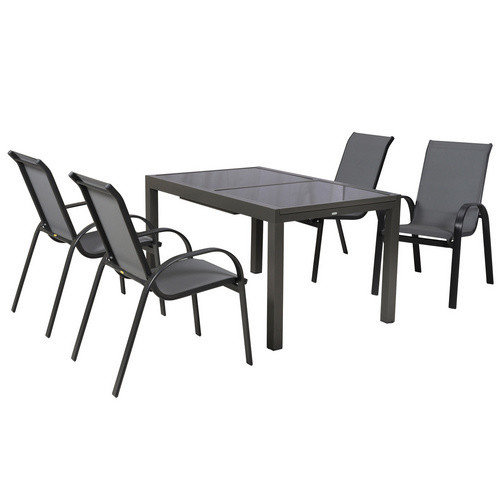 MERXX Gartenmöbel-Diningset Amalfi, 5-teilig, Aluminium und Glas, grau - Bild 2