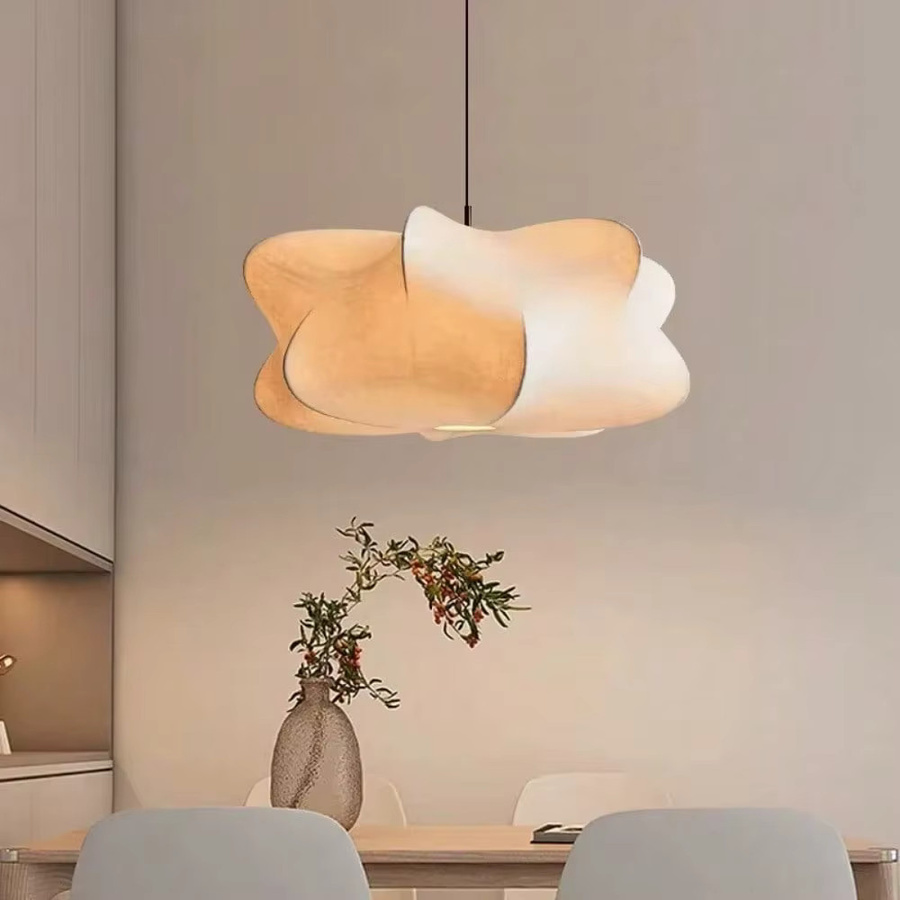 JOYINLED Pendelleuchte im Wabi Sabi-Stil aus Seide und Metall, Schwarz, E27 - Bild 3