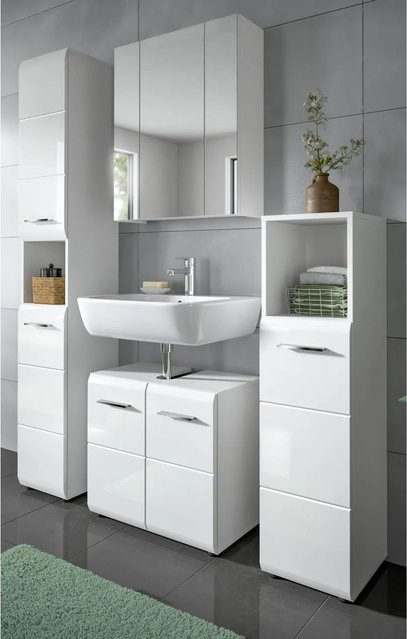 Inn.Furn Badmöbel Set Cover in Weiß Hochglanz, 4-teilig, B: 150 cm, H: 185 cm, T: 30 cm - Bild 1