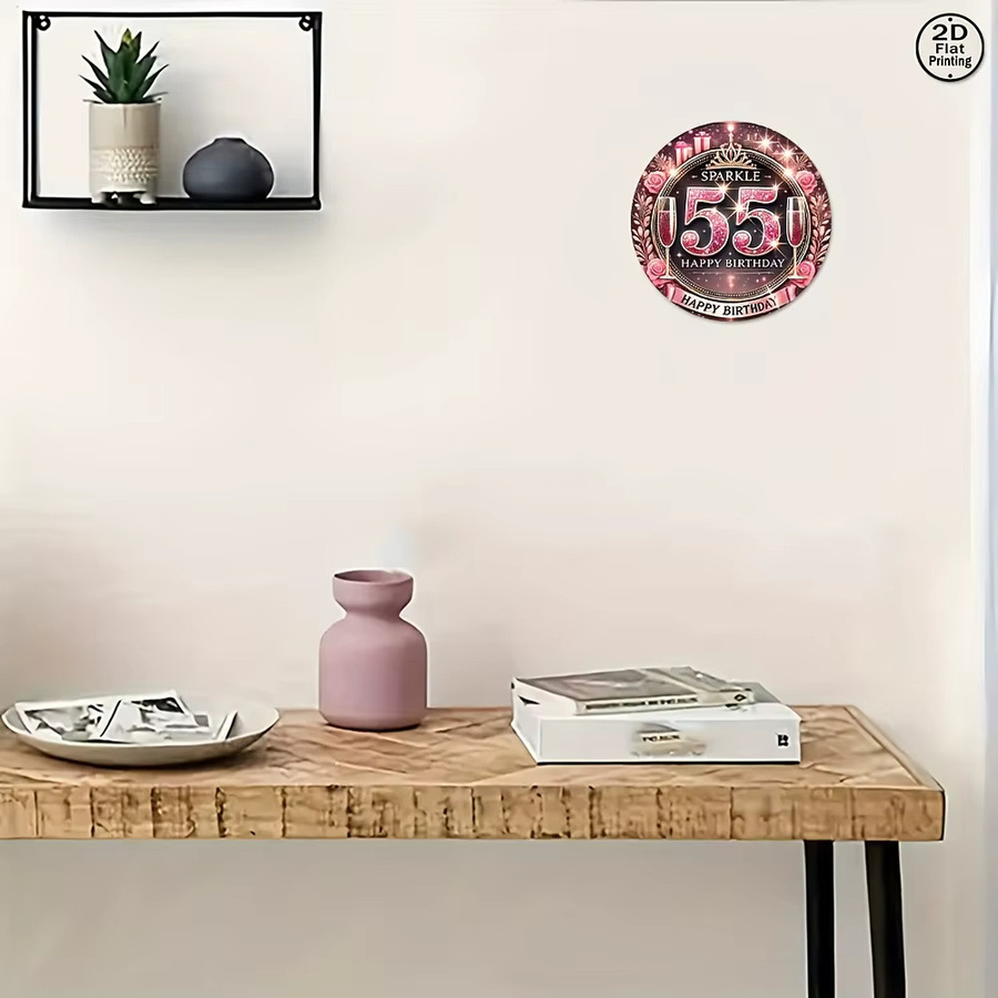 Vintage Metallwandschild Potdemiel Geburtstagsblüten wie Sterne, Rund, Durchmesser: 20,32 cm - Bild 6