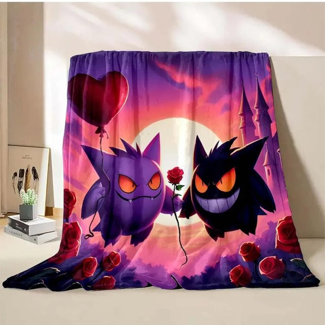 Weiche und warme Halloween Gengar Decke für Erwachsene in Grau, B/B/H: 150 x 100 cm - Bild 1