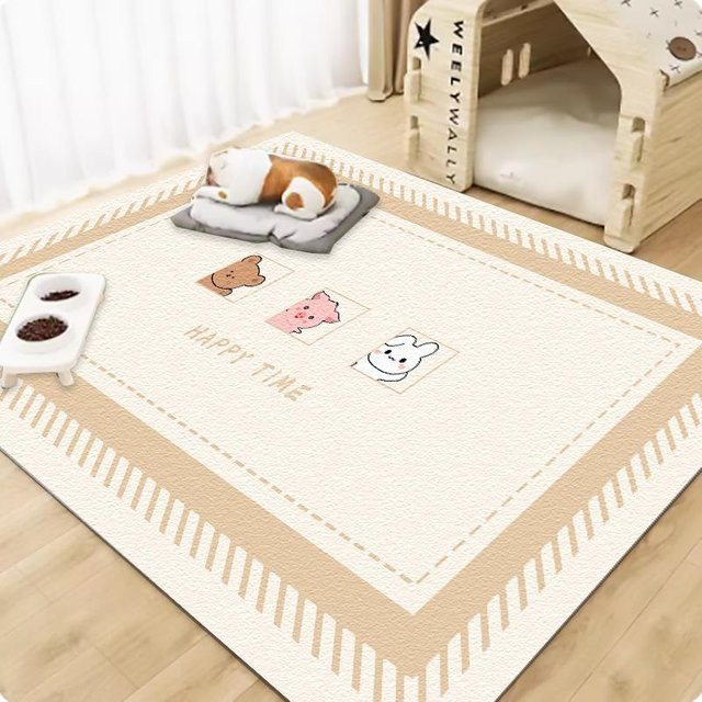 Wasserdichte PVC-Haustier-Bodenmatte von WoW Home in Beige, schmutzabweisend und urinfest, B/T: 60 x 40 cm - Bild 1