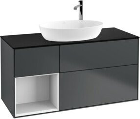 V&B Waschtischunterschrank Finion mit Wandbeleuchtung, Breite: 120 cm, Tiefe: 50,1 cm, Höhe: 50,1 cm, matt blau lackiert - Bild 1