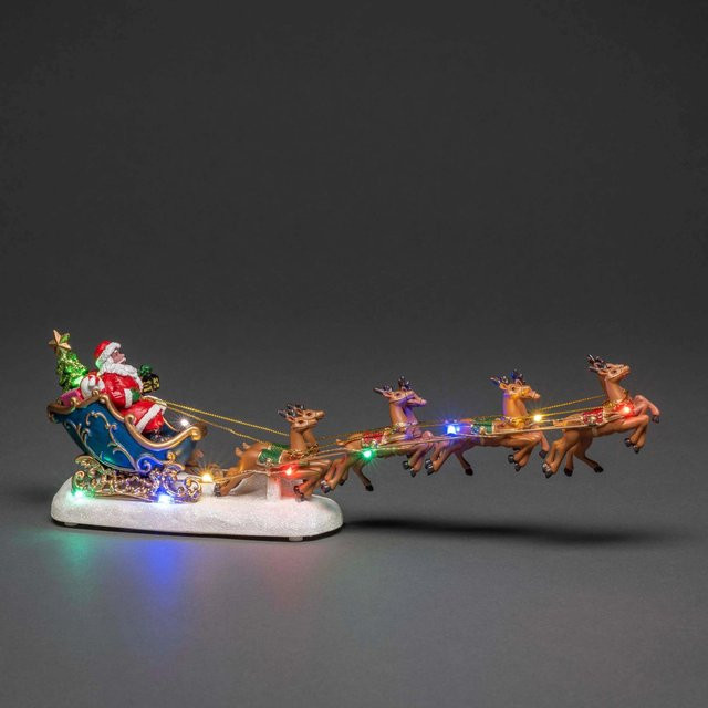 Konstsmide LED-Weihnachtsmann im Schlitten mit Rentieren, Bunte Tischdeko mit 10 LEDs, Höhe: 35,5 cm, Breite: 14,0 cm, Tiefe: 6,5 cm - Bild 1