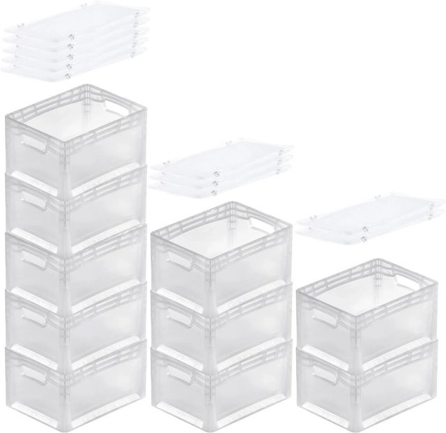 PROREGAL SuperSparSet 10x Transparente Eurobehälter LightLine mit Offenem Griff und Auflagedeckel, H x B x T: 22 x 30 x 40 cm - Bild 1