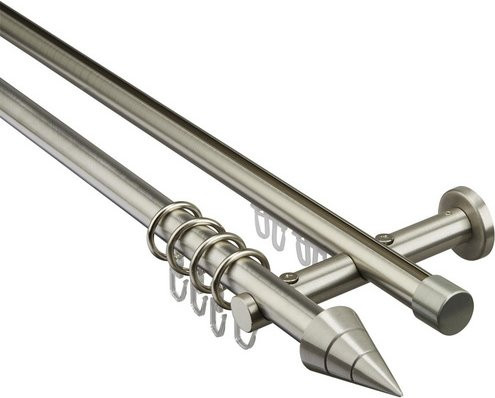 Gardinia Gardinenstangen-Set Kegel aus Metall in Silber, Länge: 200 cm, Durchmesser: 2 cm - Bild 1