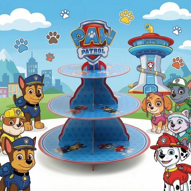Paw Patrol Dreistufiger drehbarer Tortenständer, Geburtstagsparty-Dessert-Display - Bild 1