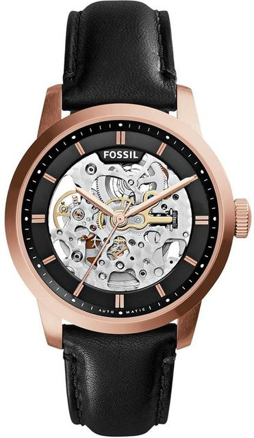 Fossil Armbanduhr, Automatik, Edelstahl, Silber, Leder, Herren - Bild 1