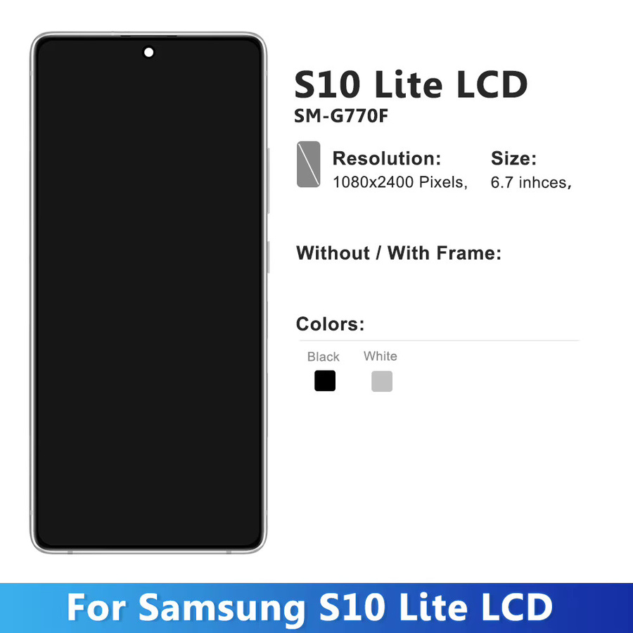 Samsung S10 Lite Display Ersatzteil mit 6,7 Zoll AMOLED TFT LCD Touchscreen Digitizer und Rahmen in Schwarz für SM-G770F/DS - Bild 2