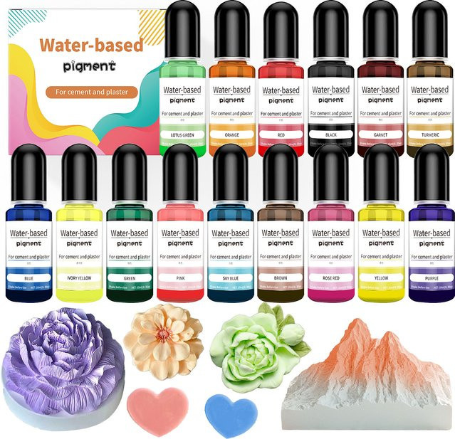 LIEBE ENGEL DIY Wasserbasierte Pigment-Essenz für Gips und Zement, 15 Farben, Multicolour - Bild 1