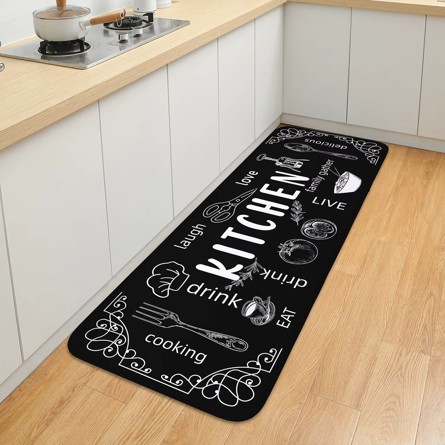 VIKAMA Küchenteppich Schwarz, rutschfeste und waschbare Bodenmatte, B/T: 120 x 45 cm - Bild 2