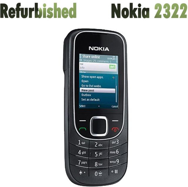 Nokia 2322 Mobiltelefon Refurbished Schwarz mit 1 SIM und 1 Akku - Bild 1
