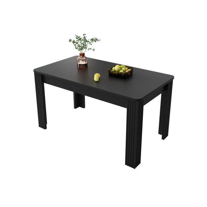 MUVOE Esstisch in modernem Design, rechteckiger Vierfußtisch in Schwarz Matt - Bild 2