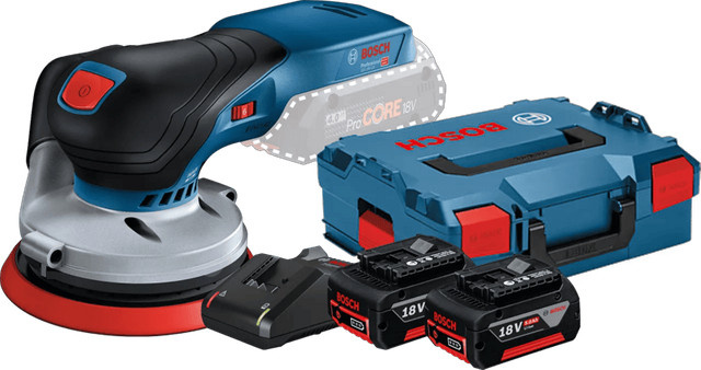 Bosch Professional GEX 18V-125 Starterset mit 2x 5,0 Ah GBA Akkus in Blau - Bild 1