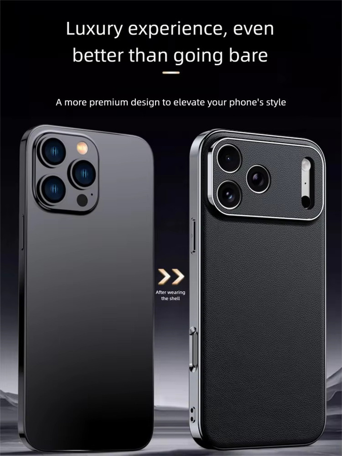 LANGSIDI Luxus Leder Handyhülle mit Linsenschutz für iPhone 17 16 15 Pro Max und iPhone 17 Pro 16 Pro in Orange und Schwarz - Bild 1