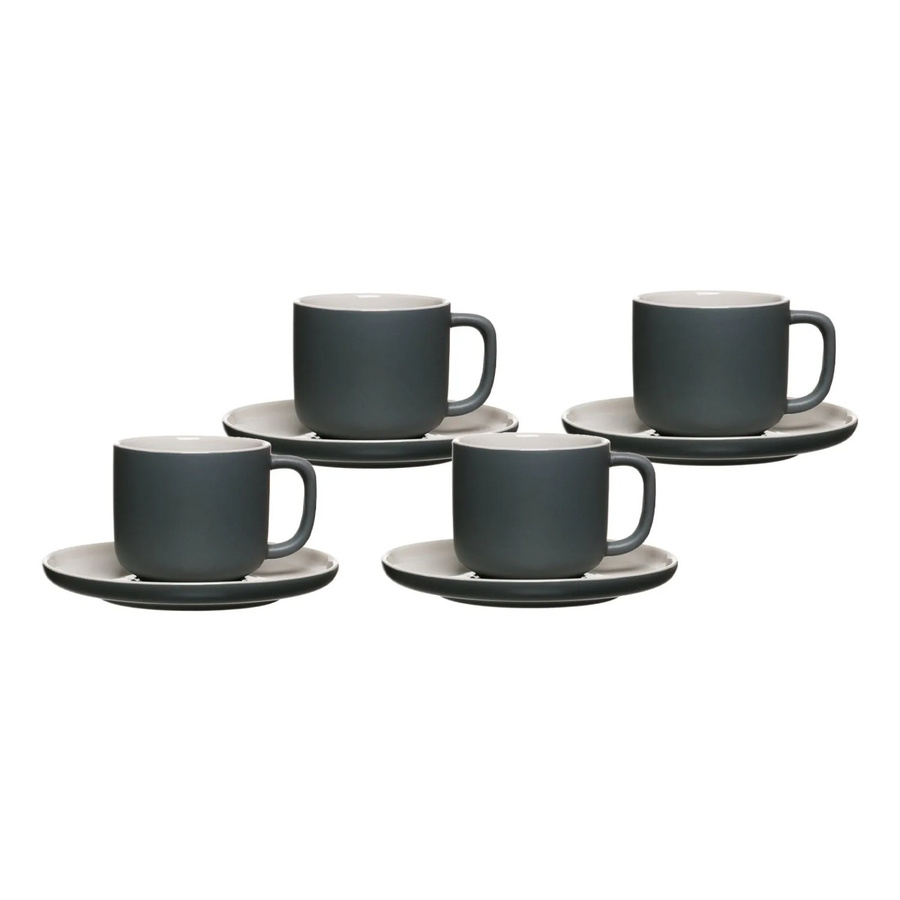 Ritzenhoff & Breker Jasper Kaffeetassen mit Untertassen Set, Grau, Keramik, 4er Set, 240 ml - Bild 2
