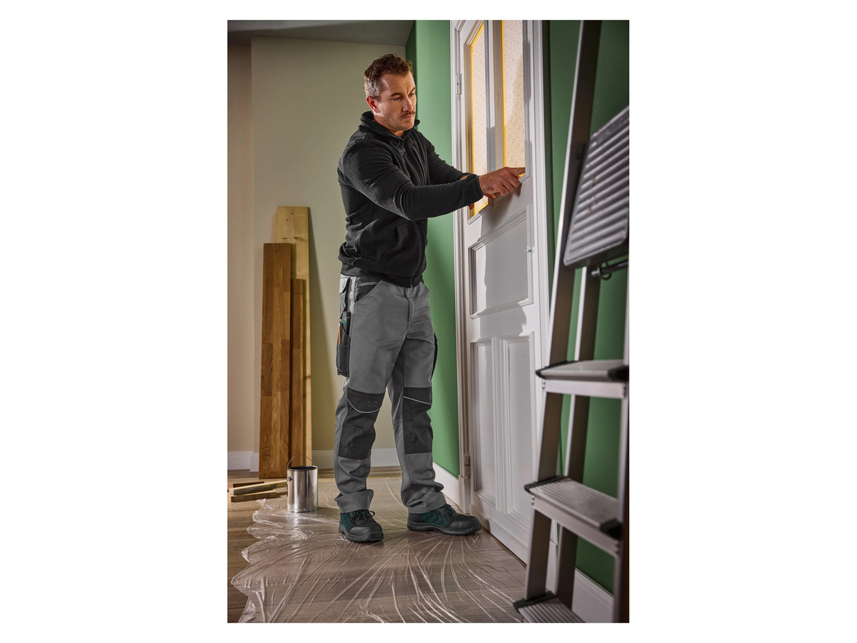 Parkside Performance Herren Arbeitsbundhose in Grau und Grün mit reflektierenden Elementen und Cordura-Material - Bild 2