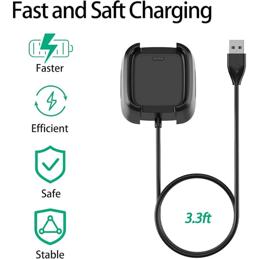 Fitbit Ersatzladegerät, USB, Schwarz, kompatibel mit Versa 1 - Bild 4