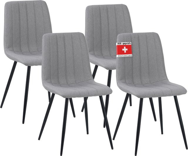 Albatros Esszimmerstühle GARDA 4er Set Grau mit Metall-Gestell und Strukturstoff-Bezug - Bild 1