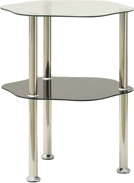 vidaXL Beistelltisch aus gehärtetem Glas in Transparent und Schwarz mit 2 Ablagen, B/T/H: 38 x 38 x 50 cm - Bild 1