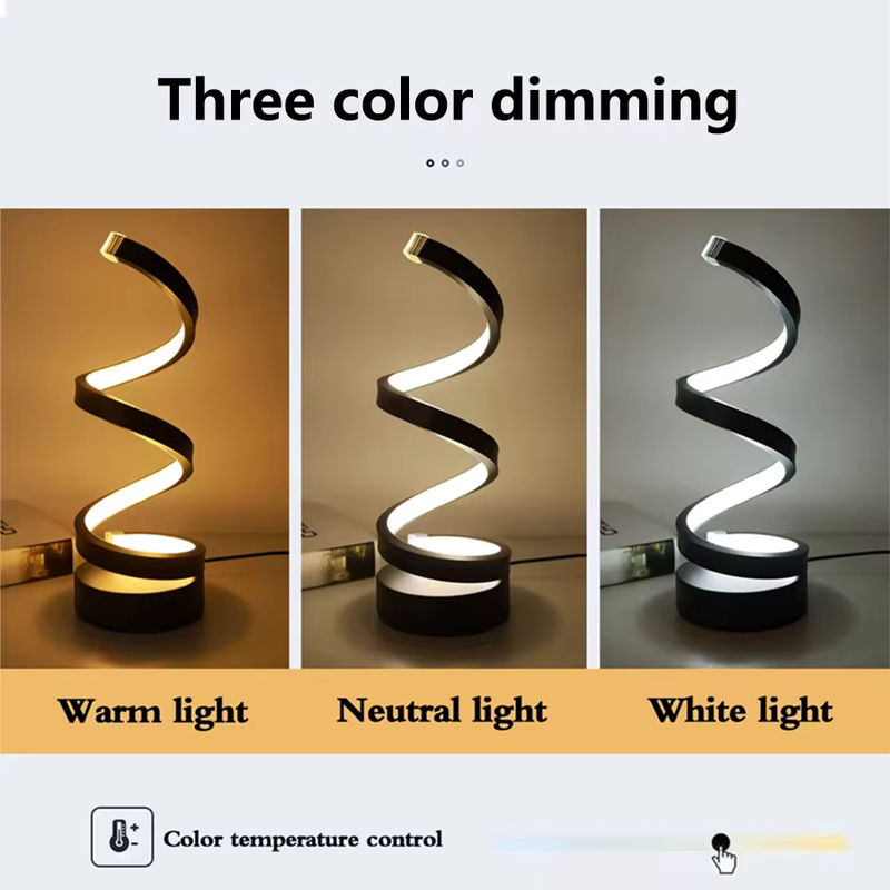 MeeToo Moderne Spirale LED Tischlampe Dimmbar mit Touch-Funktion in Weiß oder Schwarz - Bild 4