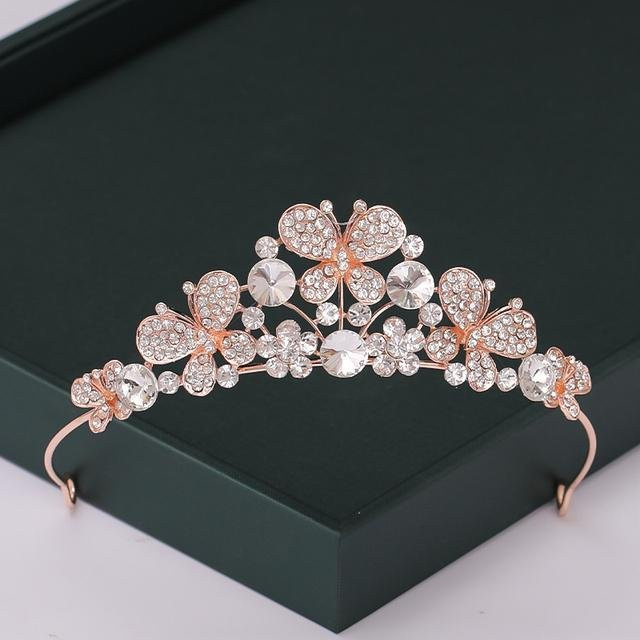 Wucifang Jewelry Tiara, Roségold, Perle, Kristall, Kinder - Bild 1