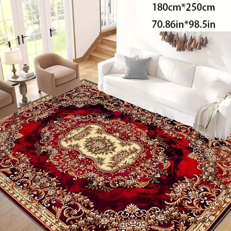 VIKAMA Retro-Bodenmatte im Vintage-Stil, rutschfest und langlebig, rechteckig, Farbe: Rot, B/T: 120 x 80 cm - Bild 2