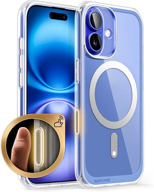 SUPCASE UB Mag Series Magnetische Handyhülle für iPhone 16 Plus in Transparent, Schlanke Stoßfeste Schutzhülle mit Kamera-Steuerungsaufnahmeknopf - Bild 1