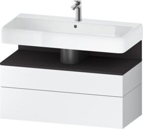 Duravit Waschtischunterschrank Qatego Wandhängend in Grau und Weiß mit LED-Beleuchtung B: 99 cm, T: 47 cm, H: 59 cm - Bild 1