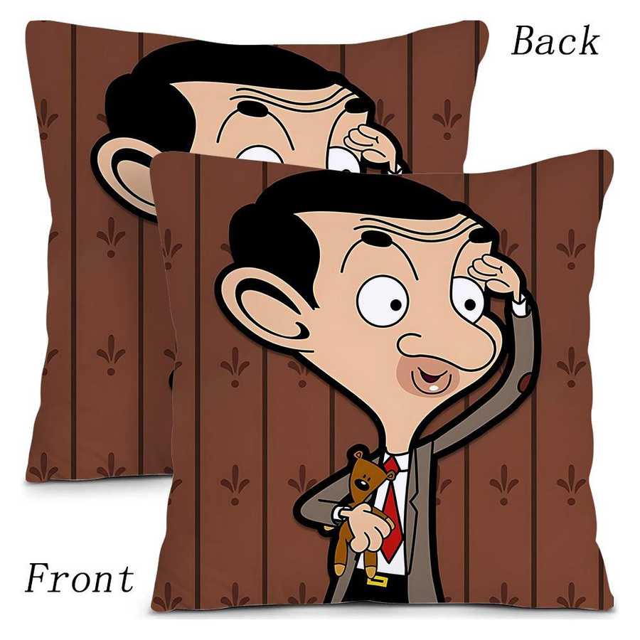 Niedlicher Anime Mr. Bean Kissenbezug aus Plüsch mit doppelseitigem Druck, Multicolor, B/T/H: 18 x 18 x 18 cm - Bild 2