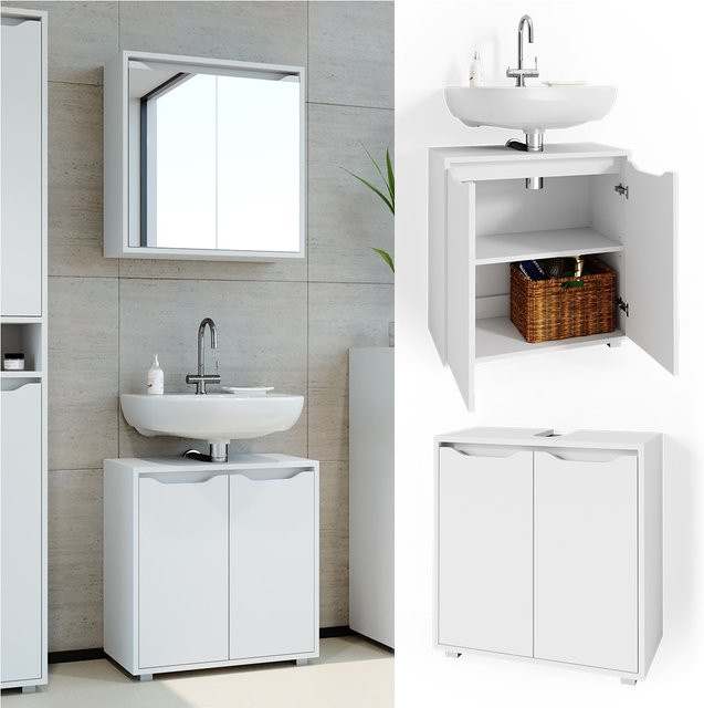 Vicco Waschtischunterschrank Ruben Badschrank in Weiß B: 60 cm, T: 63 cm, H: 30 cm - Bild 1