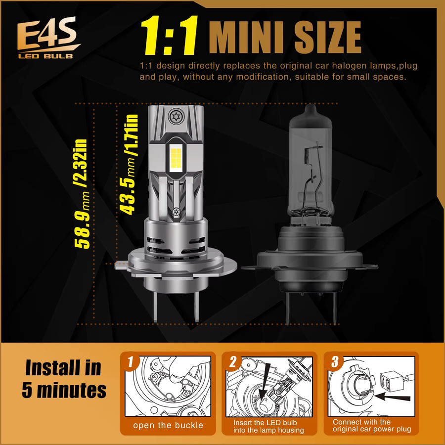 Neallor H7 PX26D LED-Scheinwerfer Set, 2 Stück, Canbus Hochleistungs-Xenon 6000K Weiß, Turbo-Diodenlampe 12V 55W für BMW E39 E87 E60 - Bild 2