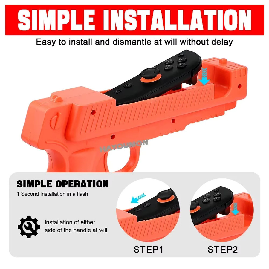 HeroAngel Controller im Waffen-Design für Nintendo Switch, Set aus zwei Spielzeugpistolen-Handgriffen, Farbe: Pink - Bild 4