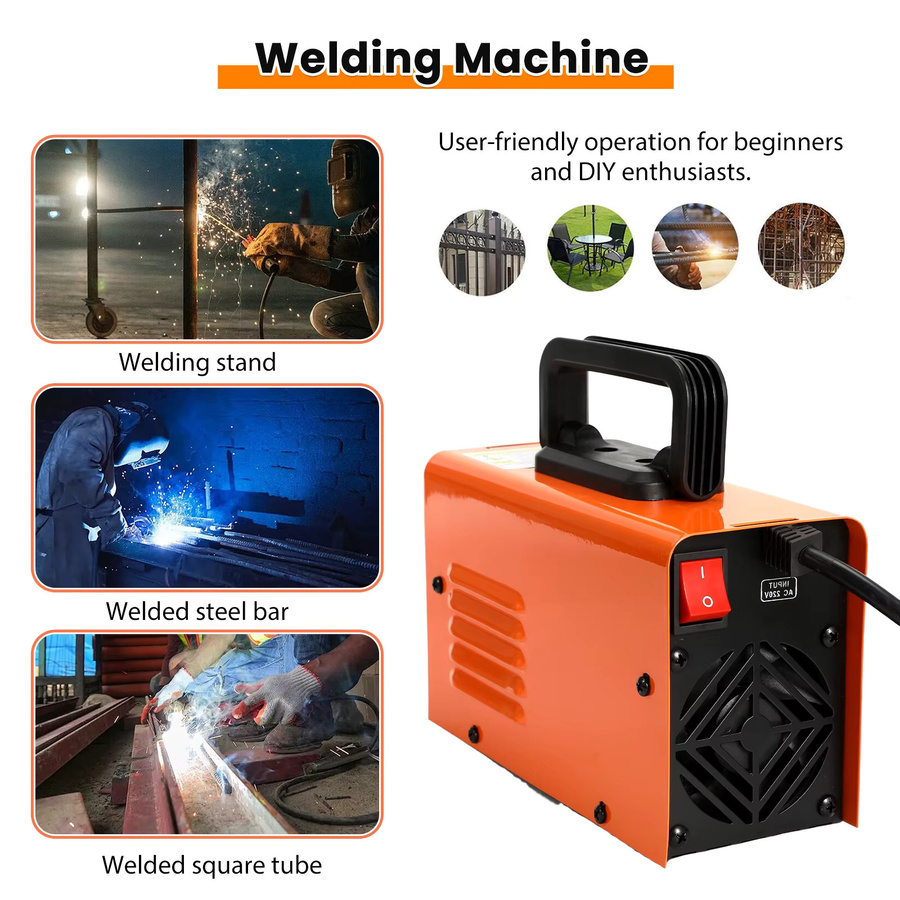 OWJHE MMA-250 Tragbare Inverter Schweißmaschine in Orange mit Werkzeugkiste und einstellbarem Strom - Bild 3