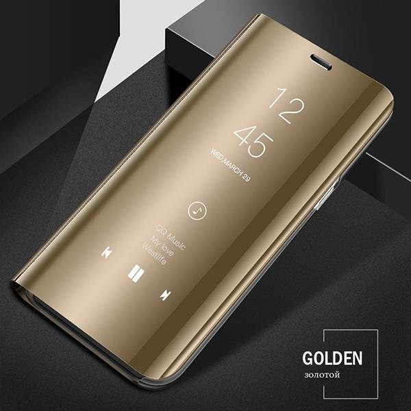 Magnetische Spiegel Klapphülle in Gold für OPPO Find X5 X3 Pro Reno 5 Lite 6 Pro und diverse A-Serie Modelle - Bild 1
